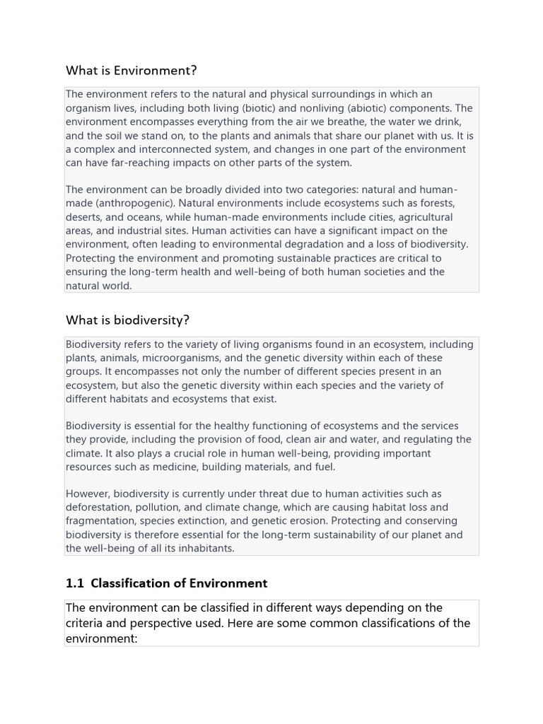 Understanding Environment and Biodiversity | PDF | Natural Environment ...