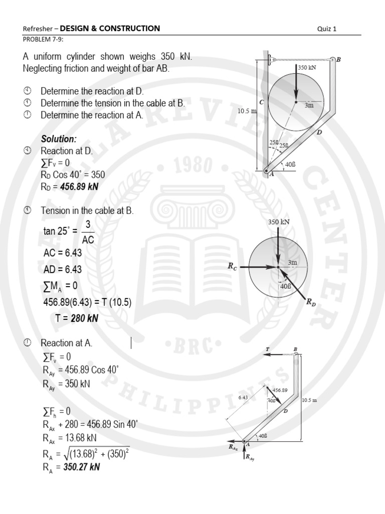 Design & Construction Quiz Solutions | PDF
