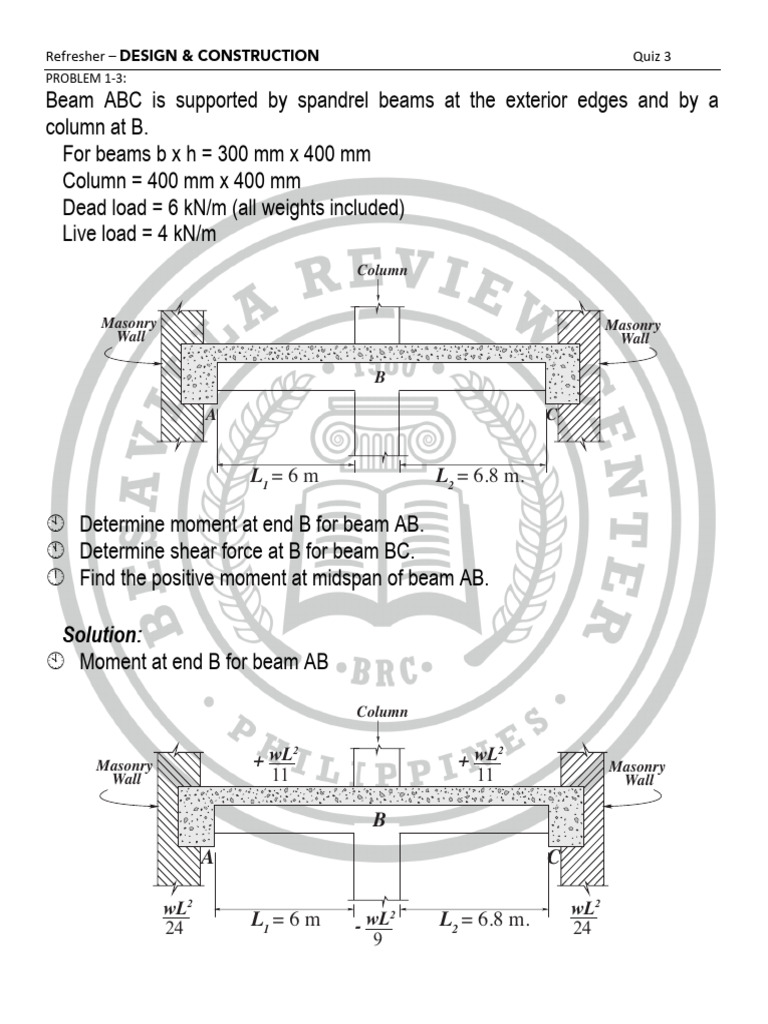 Beam Moment and Shear Force Analysis | PDF