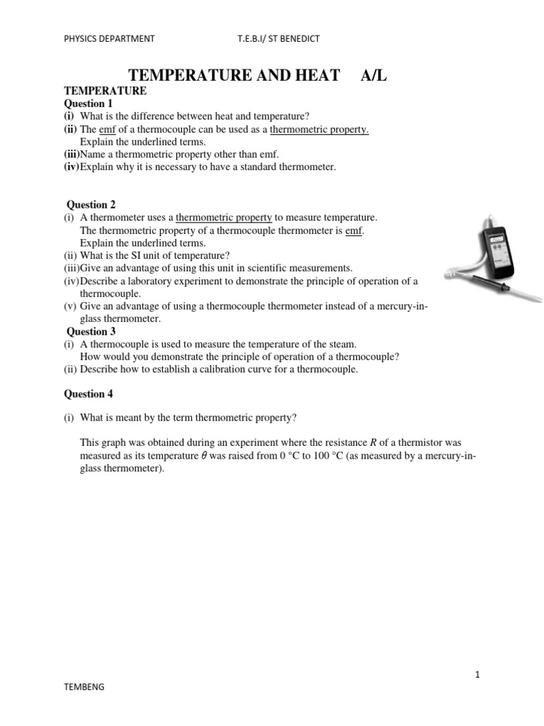 Temperature and Heat Advanced Level | PDF | Heat | Thermometer