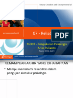 Psi307 Pertemuan 07 Reliabilitas