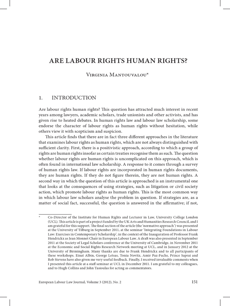 Mantouvalou - Are Labour Rights Human Rights | PDF | Human Rights ...