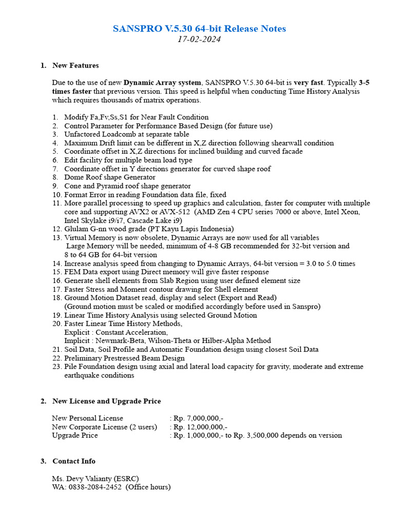 SANSPRO V.5.30 Release Highlights | PDF | 64 Bit Computing | Computing