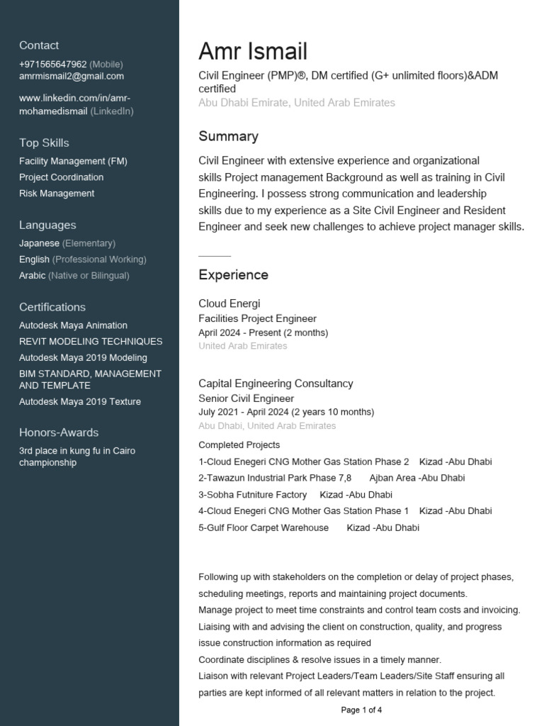 Amr Ismail Civil Engineer | PDF | Quality Assurance | Specification ...