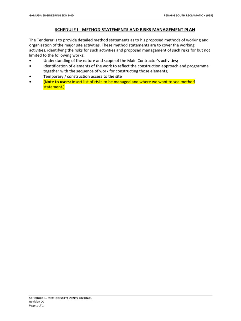 PSR Method Statements & Risk Management | PDF