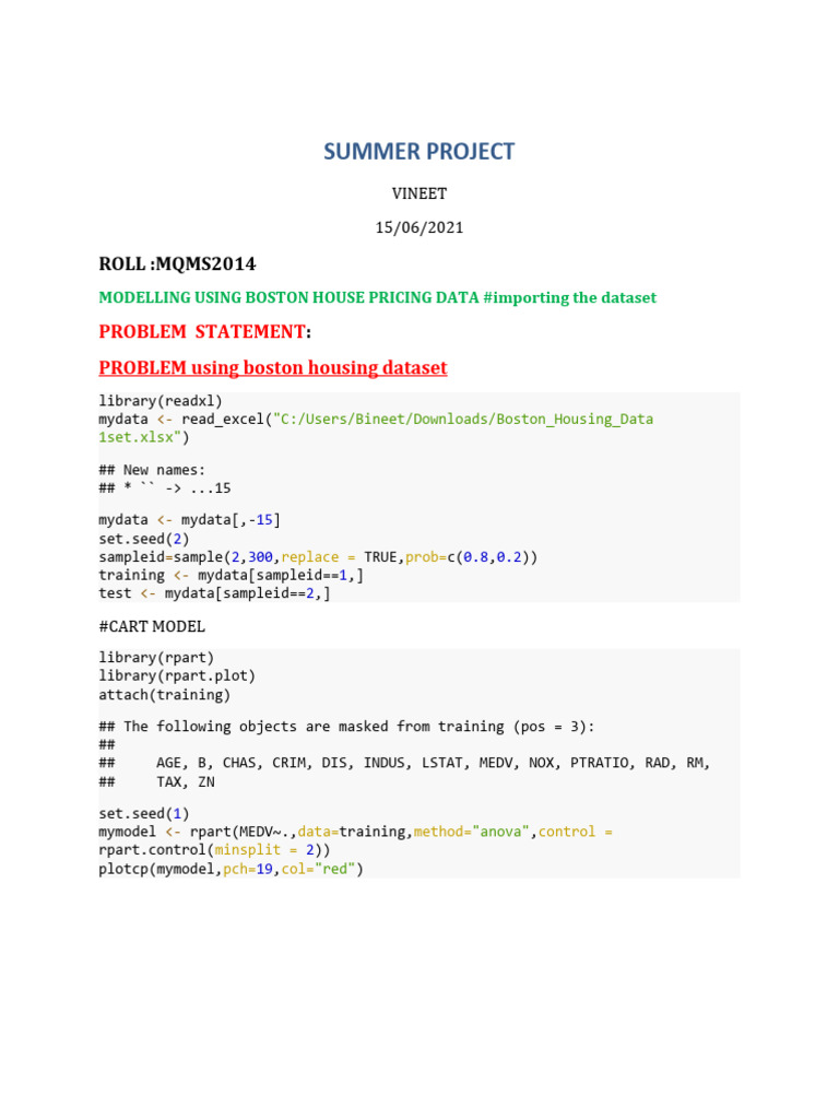 Boston Housing Data Modeling Analysis | PDF | Applied Mathematics ...
