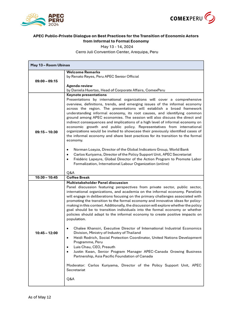 APEC Dialogue on Informal Economy Transition | PDF | Asia Pacific ...