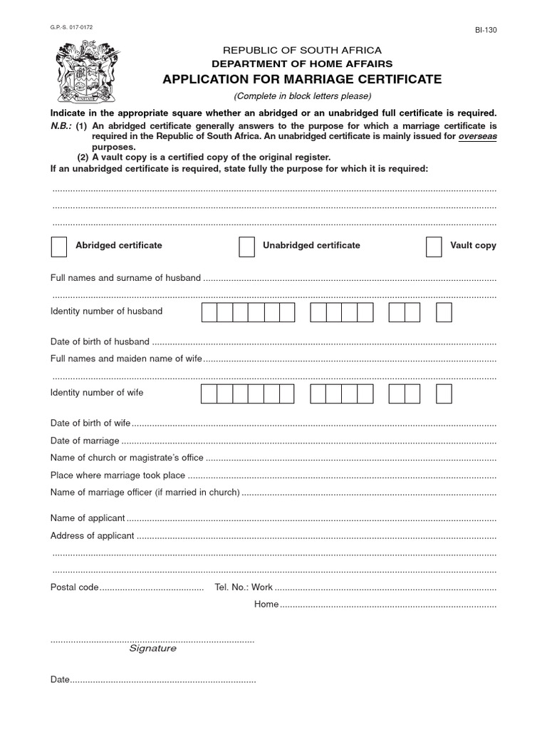 Application for Marriage Certificate | PDF | Social Institutions | Marriage
