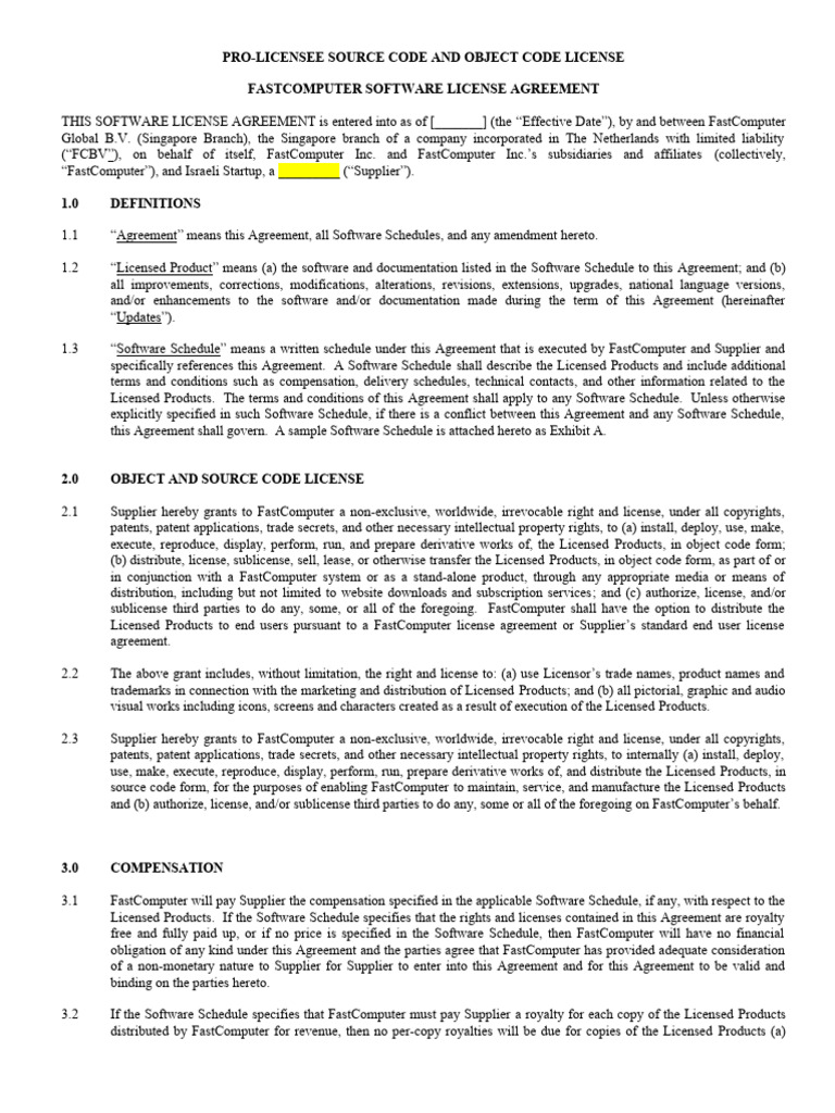 Fast Computer Pro-Licensee Software License Source Code | PDF | License ...