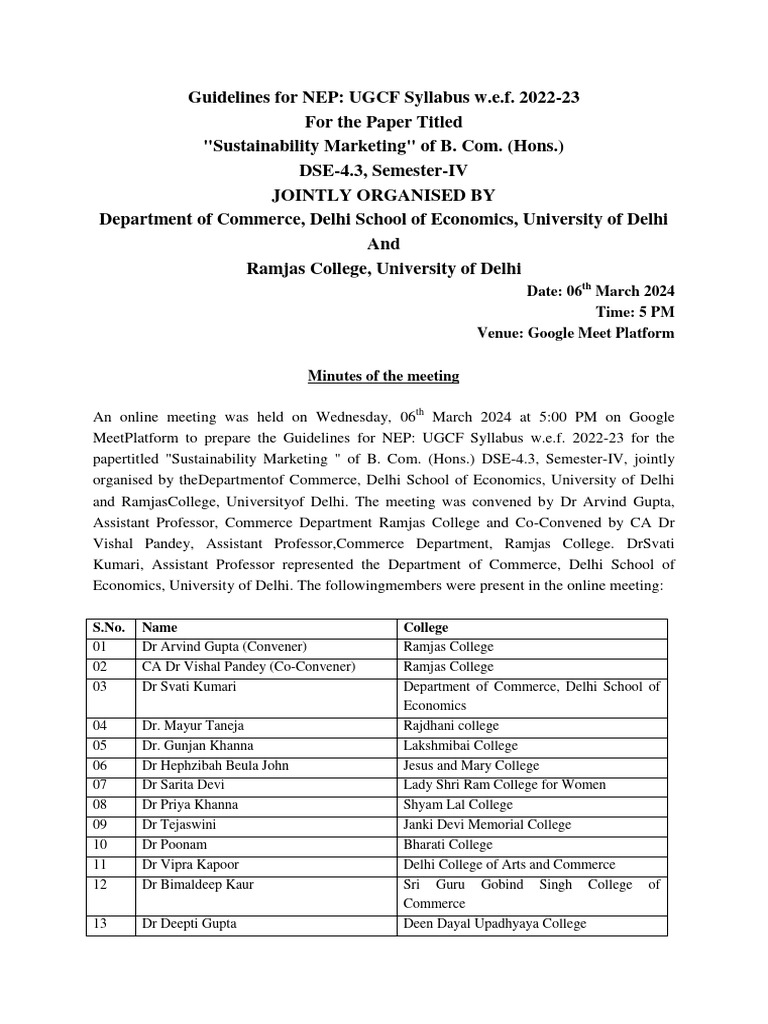 NEP UGCF Syllabus: Sustainability Marketing | PDF | Sustainability ...