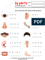 Body Parts Worksheets Write Worksheets Unscramble The Letters