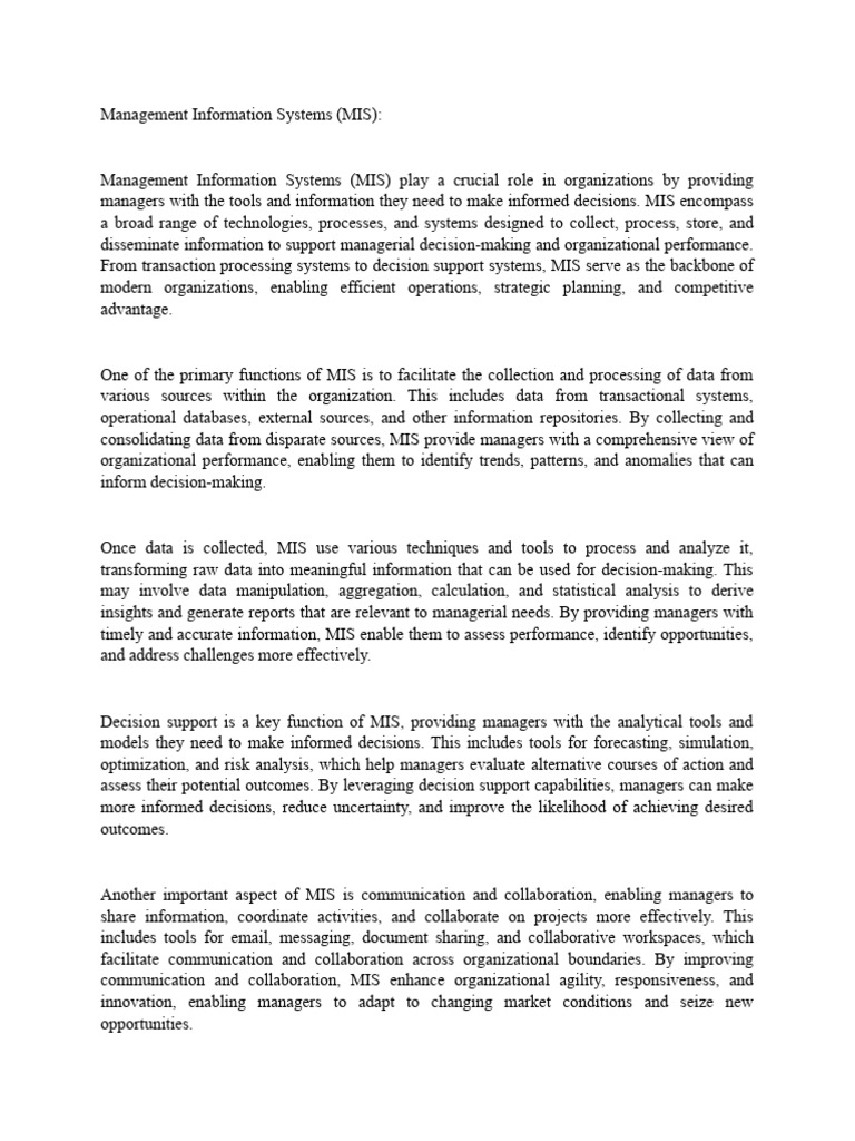 Mis Download Free Pdf Management Information System Information