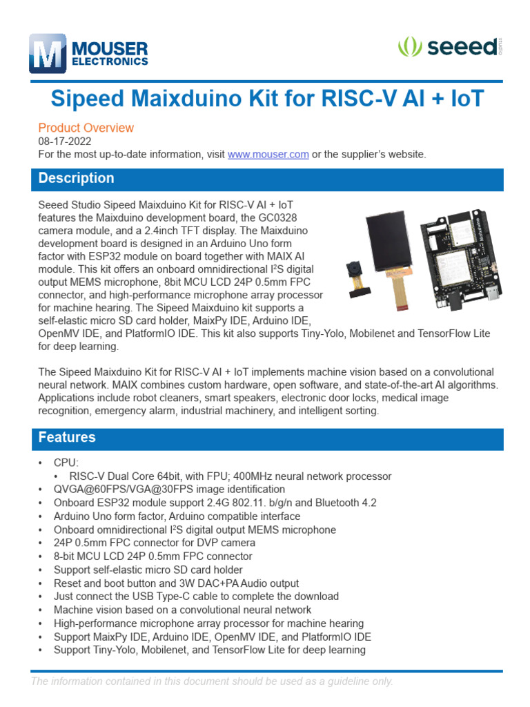 Sipeed Maixduino Kit Overview | PDF | Arduino | Microphone