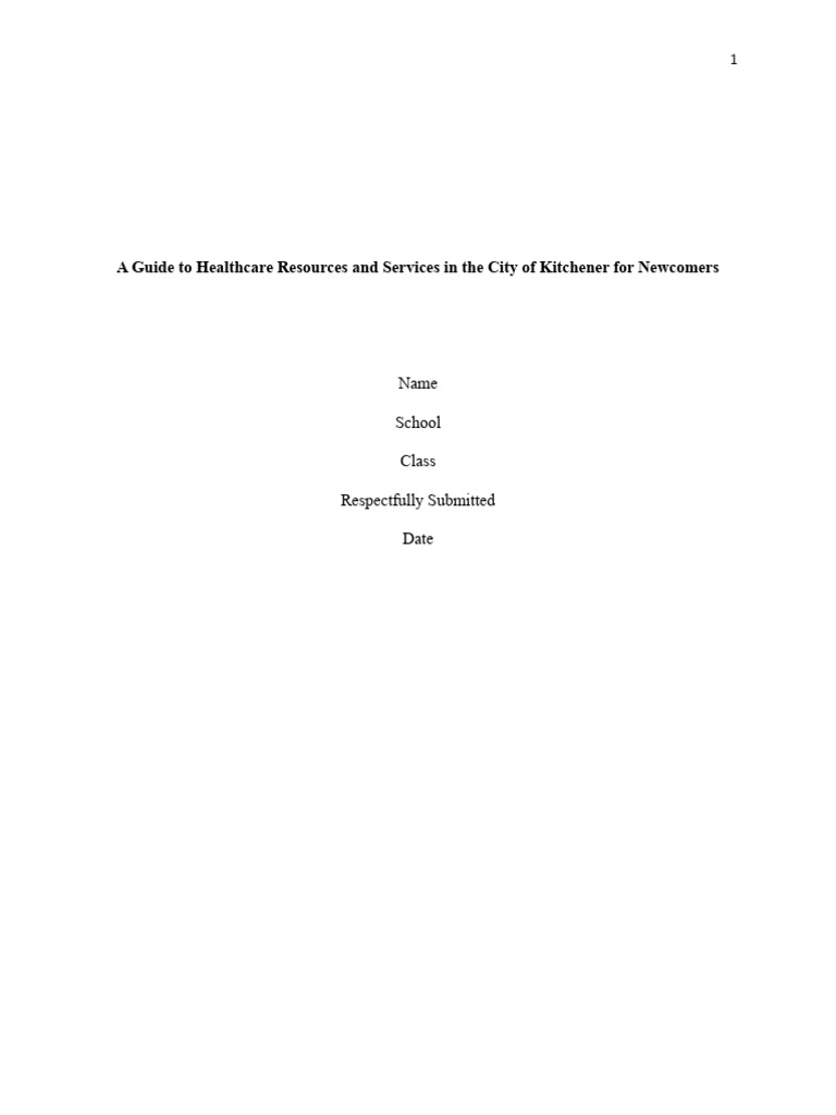 A guide to healthcare resources and services in the city of kitchener