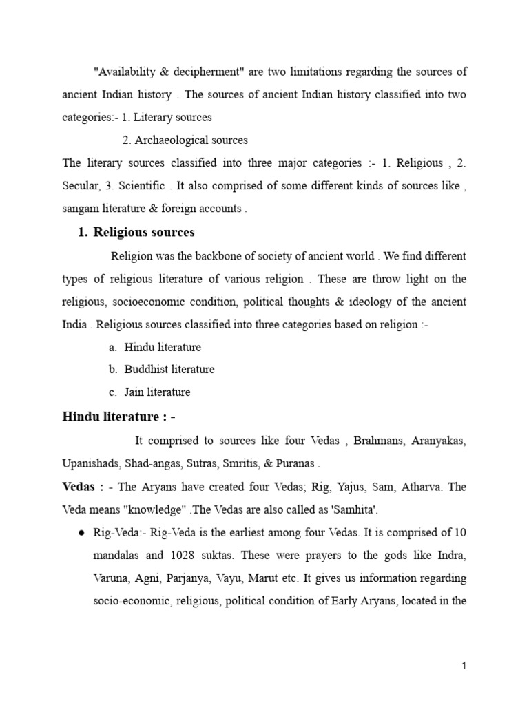 Literary Sources of Ancient India | PDF | Vedas | Puranas