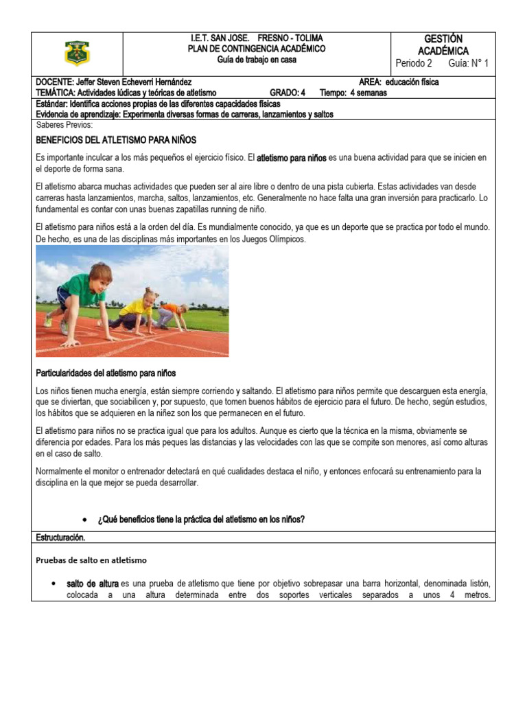Actividades de Atletismo para Niños | PDF | Deporte del atletismo