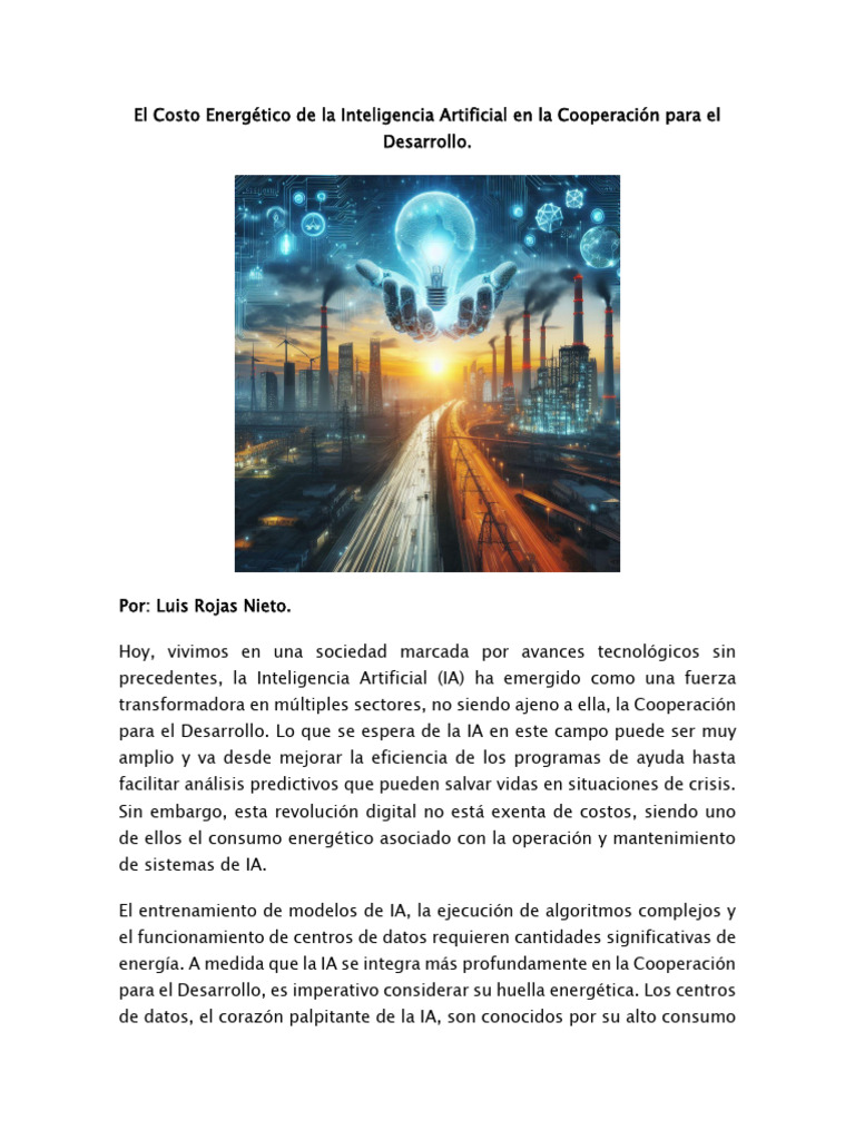 El Costo Energético de La Inteligencia Artificial en La Cooperación ...
