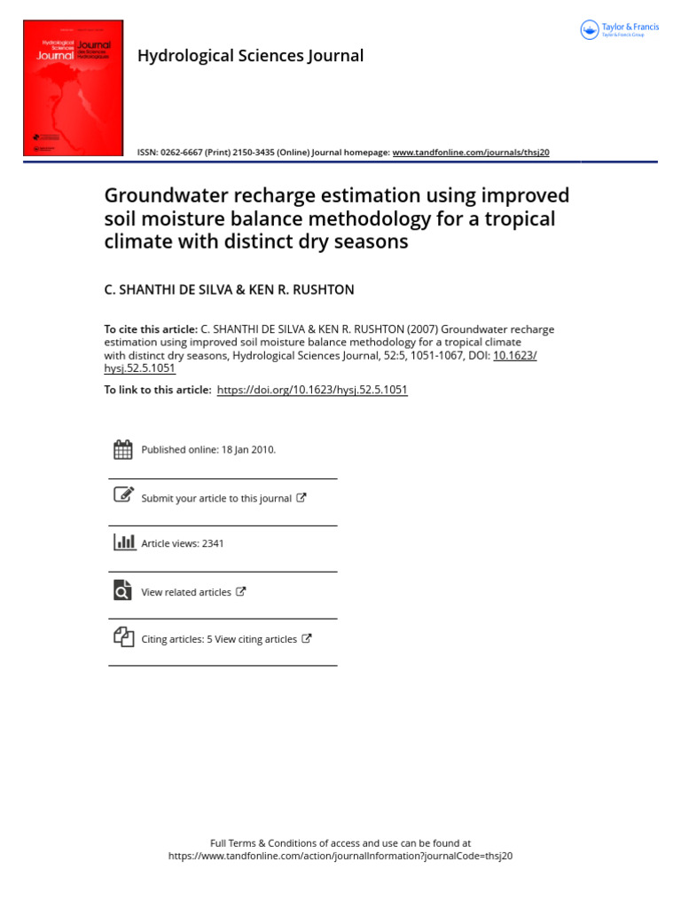 Groundwater Recharge Estimation Using Improved Soil Moisture Balance ...
