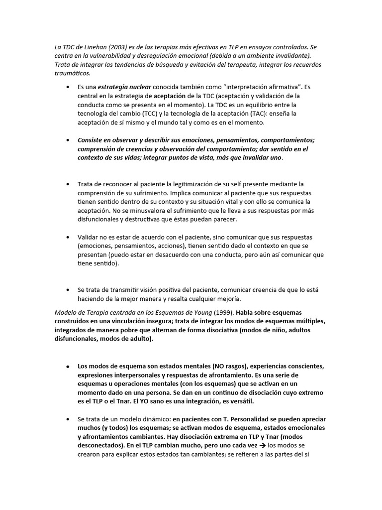 TDC y Esquemas en TLP: Estrategias Clave | PDF | Las emociones ...
