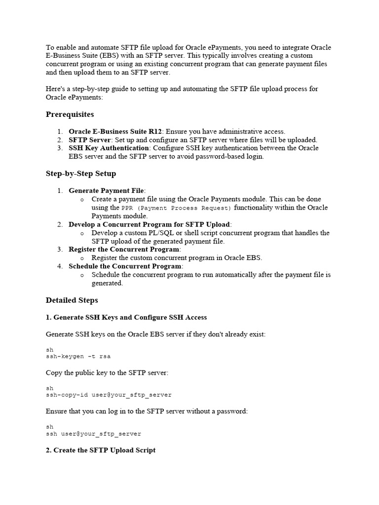 Automating SFTP Upload for Oracle ePayments | PDF | Secure Shell ...