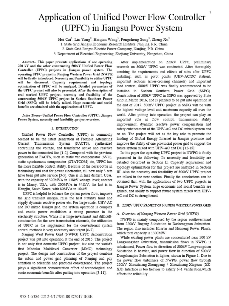 Application of Unified Power Flow Controller | PDF | Electric Power ...