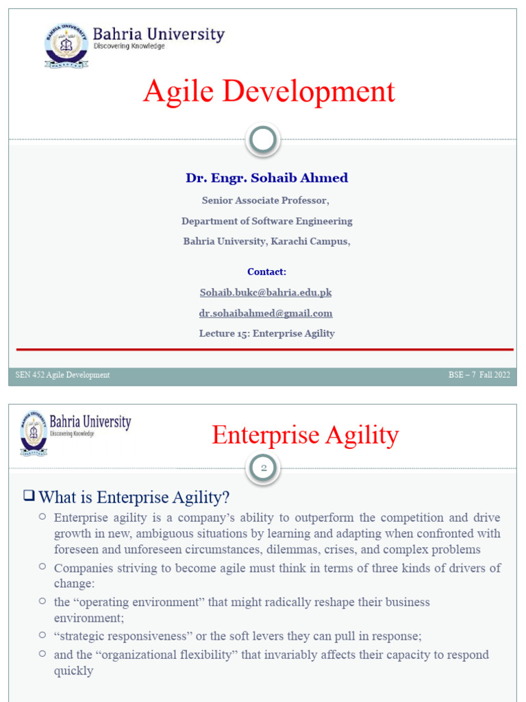 Lecture 15 Enterprise Agility | PDF | Agile Software Development ...