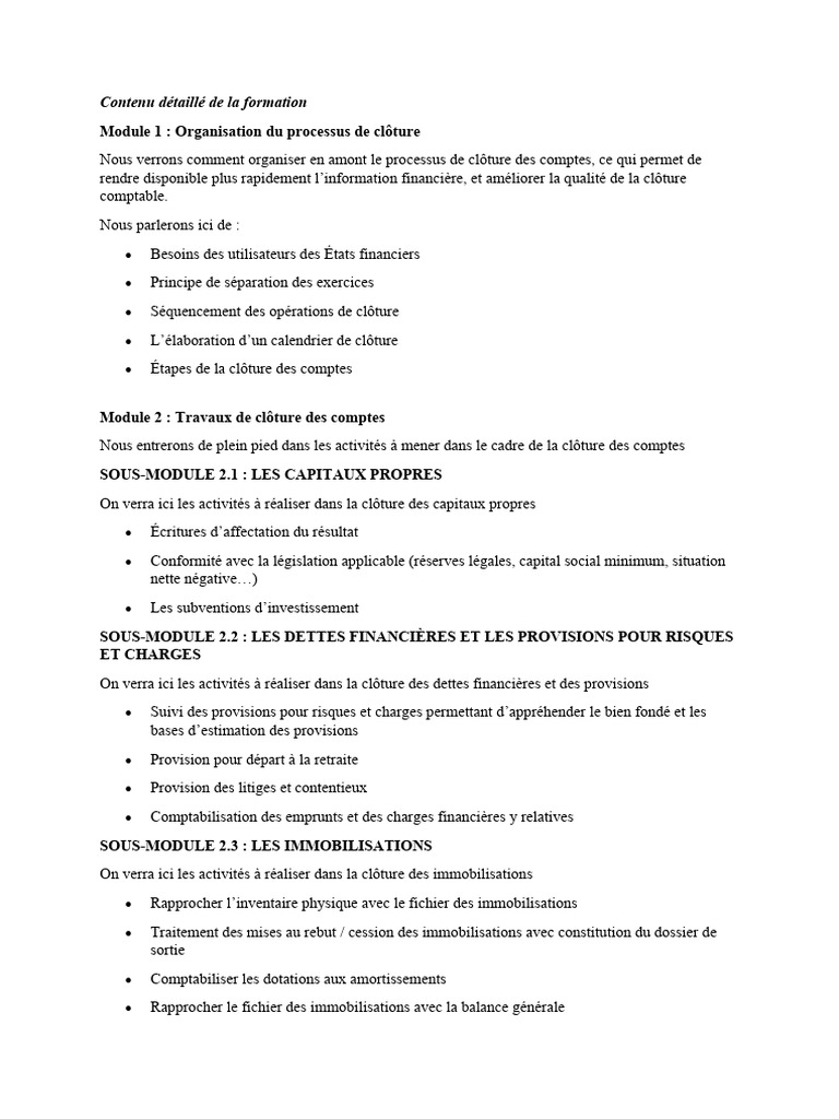 Organisation de la clôture des comptes | PDF | Comptabilité ...