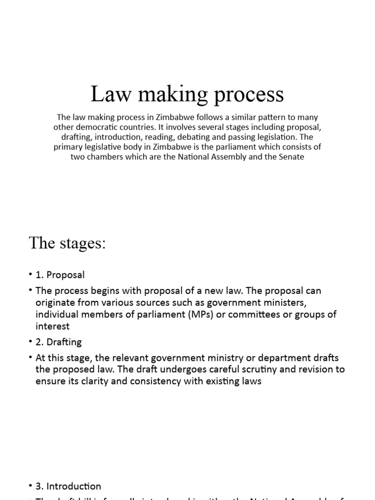 Zimbabwe Law Making Process Explained | PDF | Bill (Law) | Social Work