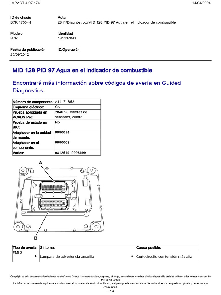 B7RMID 128 PID 97 Agua en El Indicador de Combustible | PDF ...