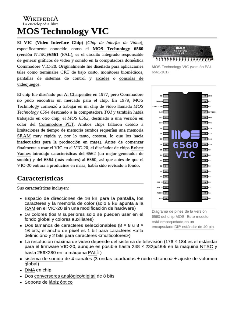 MOS_Technology_VIC PDF Ciencias de la Computación Arquitectura de