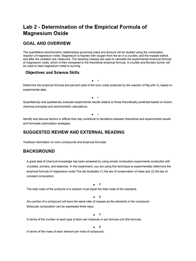 Magnesium lab pdf stoichiometry magnesium