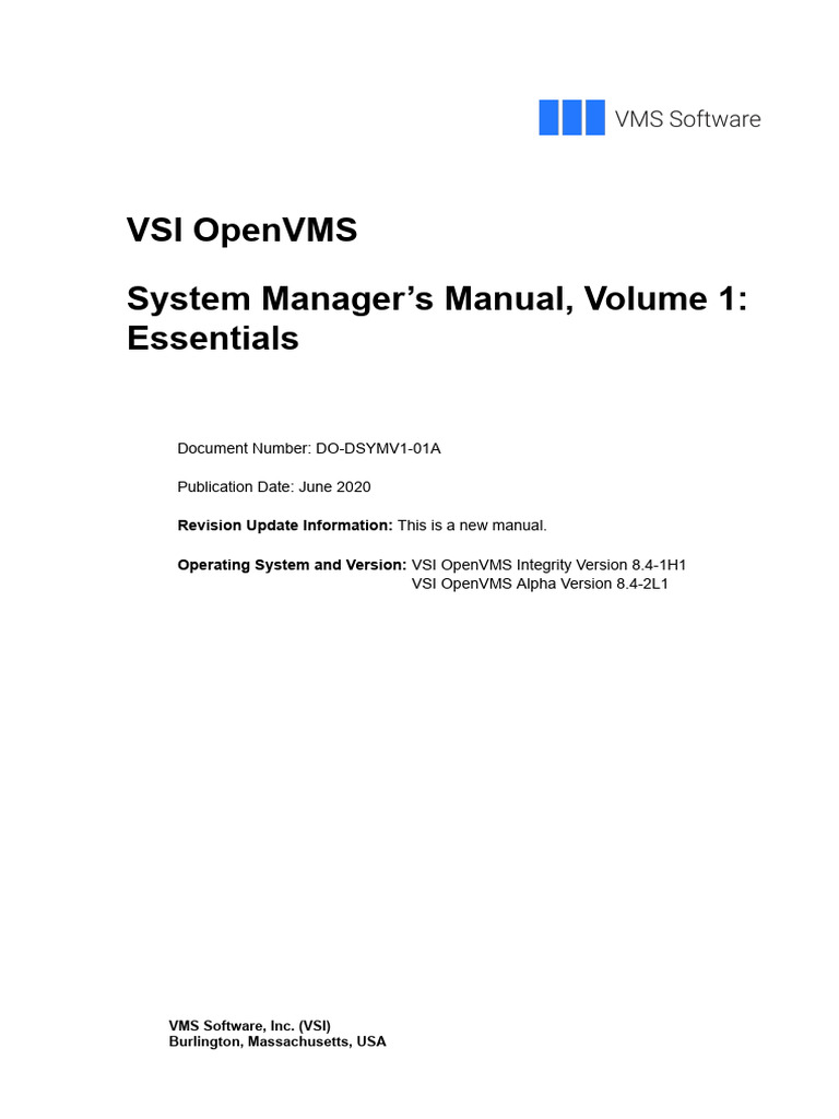 OpenVMS SystemManagerManual Essentials VOL I | PDF | Booting | Computer ...