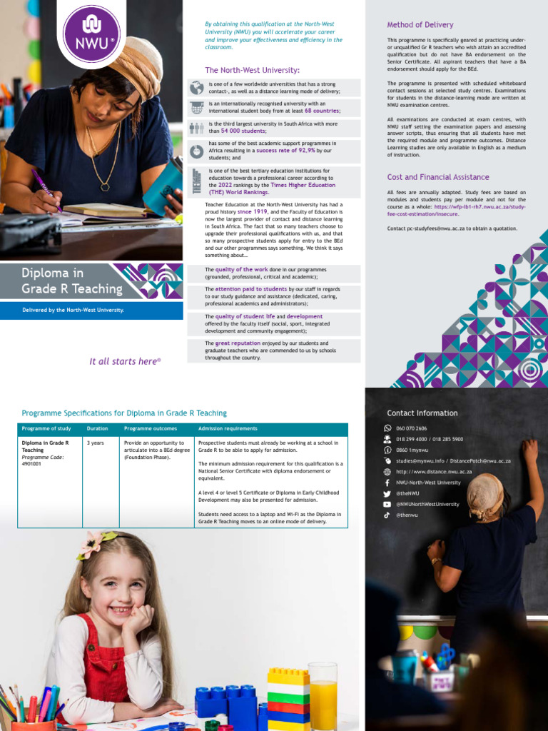 NWU DIPLOMA IN GRADE R REQUIREMENTS visual data 3