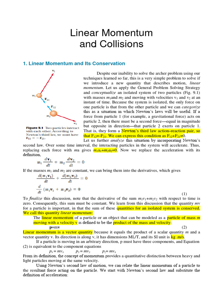 Linear Momentum and Collision Dynamics | PDF | Momentum | Collision