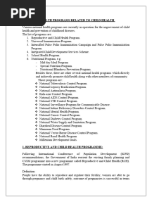 National Health Programs Related To Child Health
