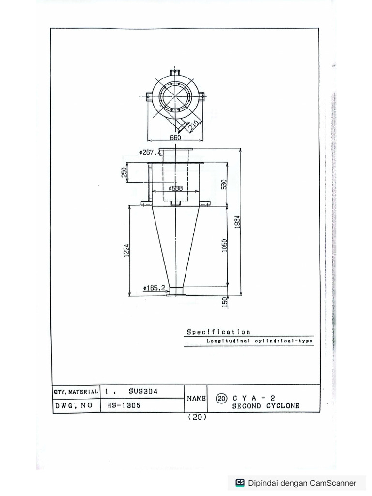 Drawing Second Cyclone Briket TE | PDF