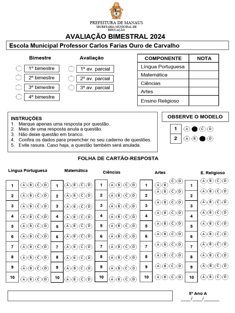 Cartão Resposta - 2024 1 | PDF