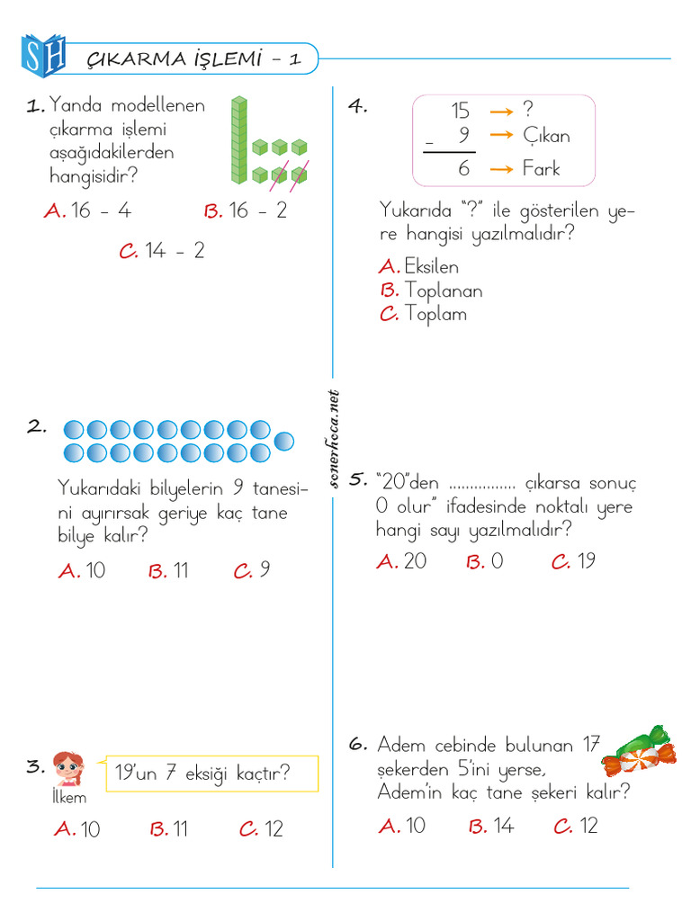 Cikarma Islemi 1 Kolay Seviye Pdf