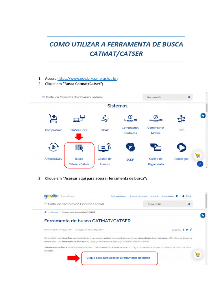 Guia de Uso da Busca Catmat/Catser | PDF