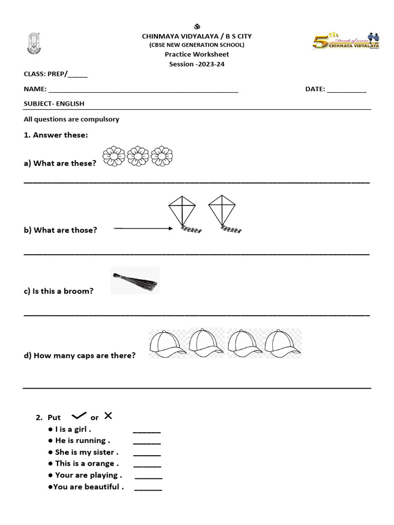 Prep Class English Practice Worksheet | PDF | Linguistics
