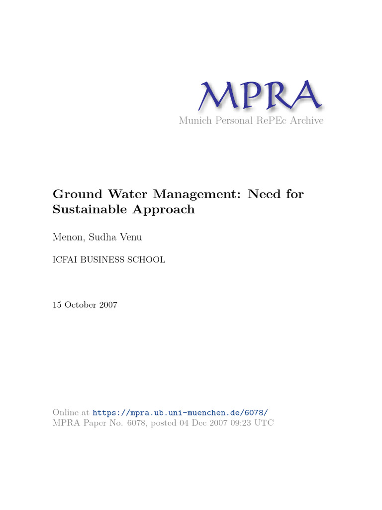 Sustainable Groundwater Management In India Pdf Groundwater Water