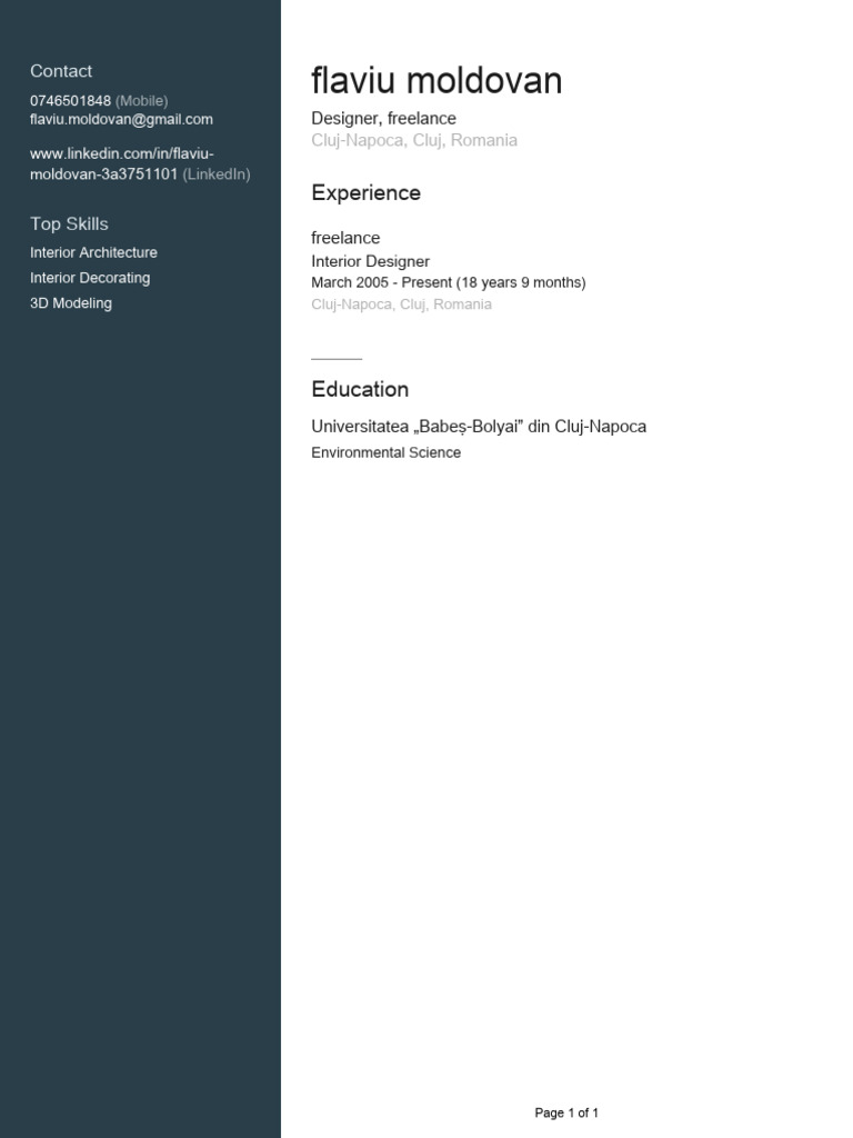 Freelance Interior Designer Profile | PDF