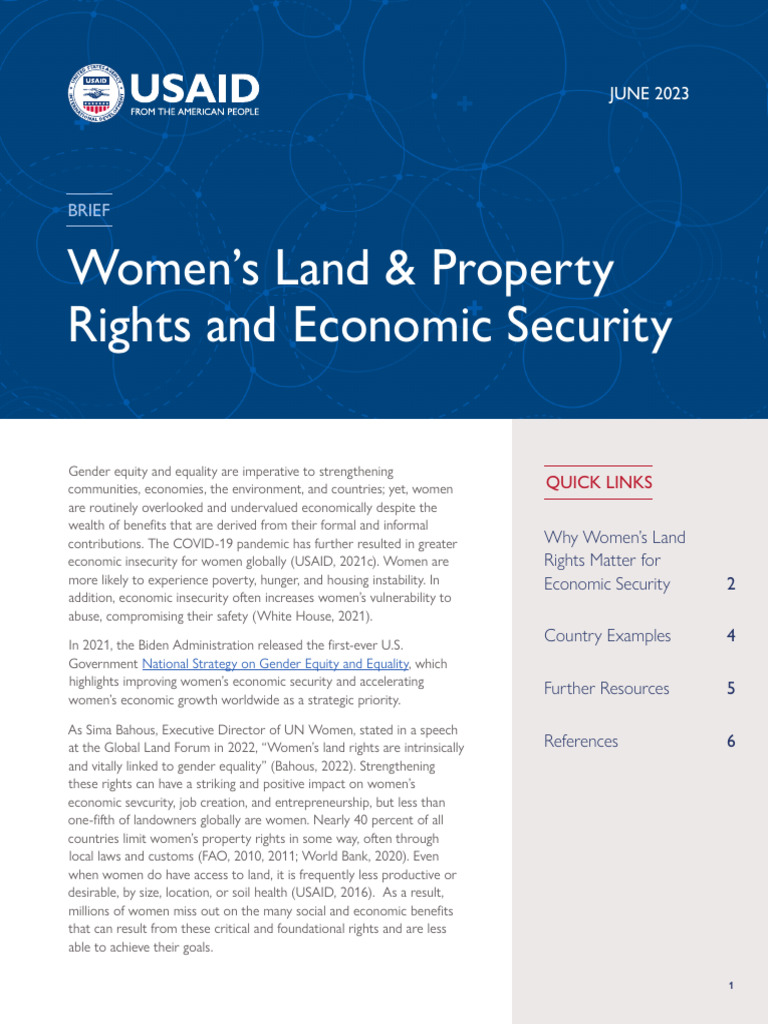 Women's Land Rights and Economic Security | PDF | United States Agency ...