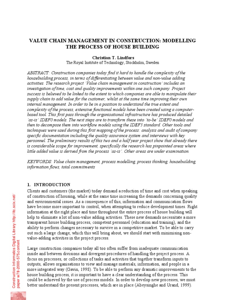 Value Chain Management in House Building | PDF | Business Process ...