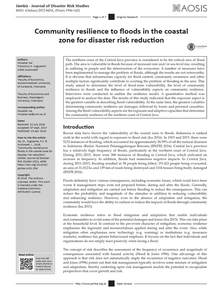 Community Resilience To Floods in The Coastal Zone | PDF | Risk ...