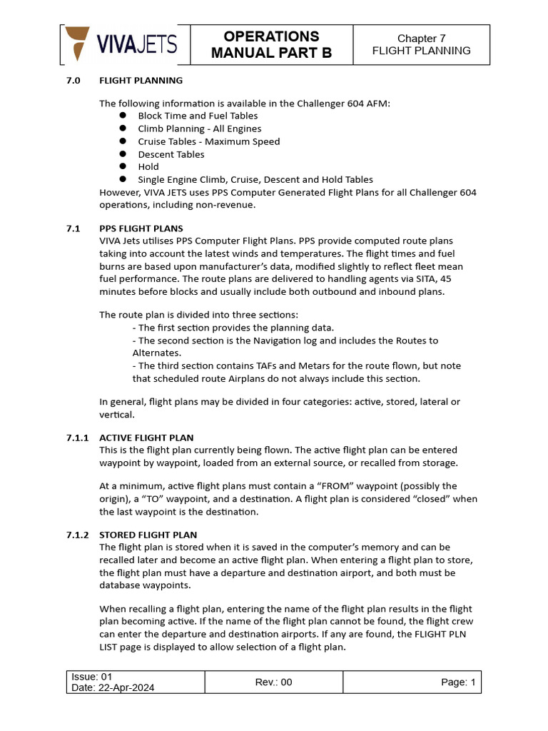 Capter 7 Flight Planning Pdf Air Traffic Control Transport Safety