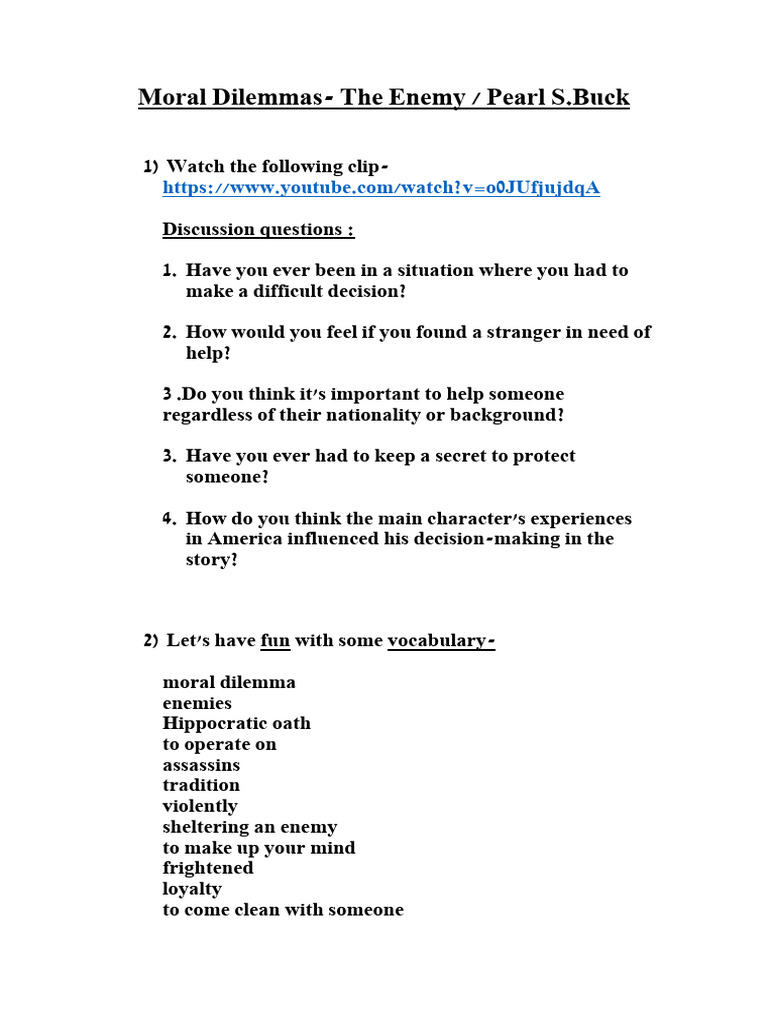 The Enemy Clip and Moral Questions | PDF