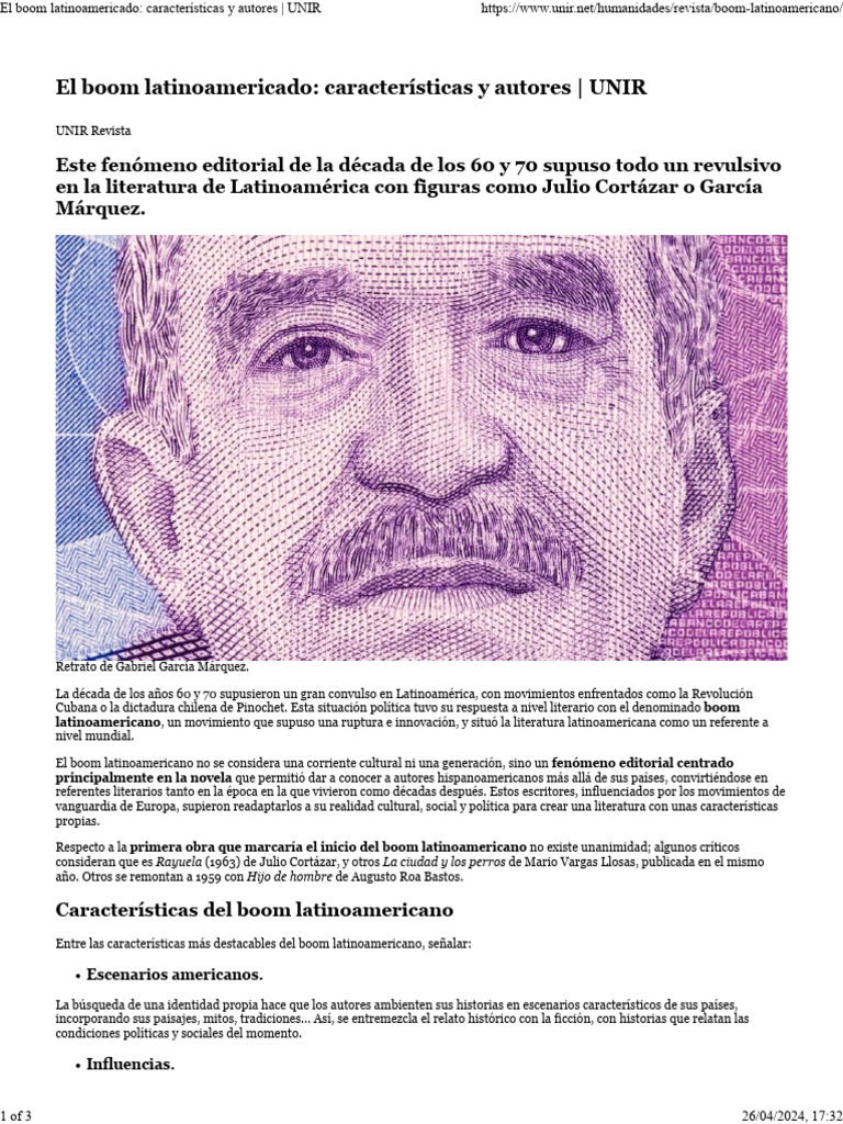 Boom Latinoamericano: Autores y Características | PDF | Literatura ...