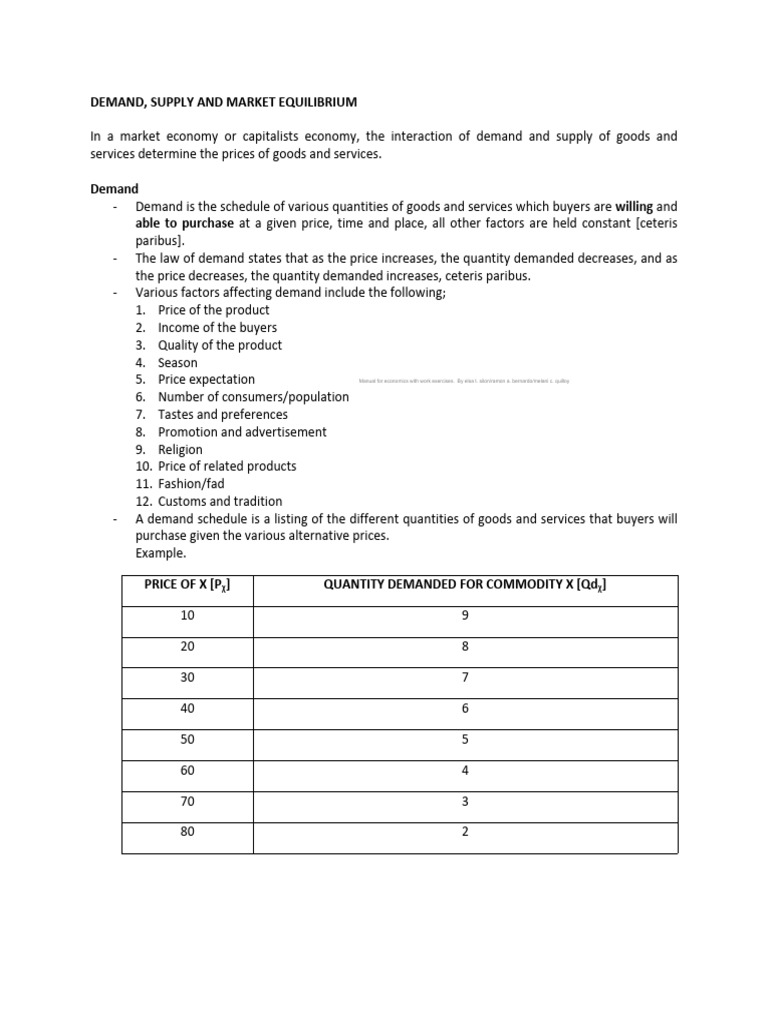 Demand, Supply, and Market Equilibrium Guide | PDF | Supply (Economics ...
