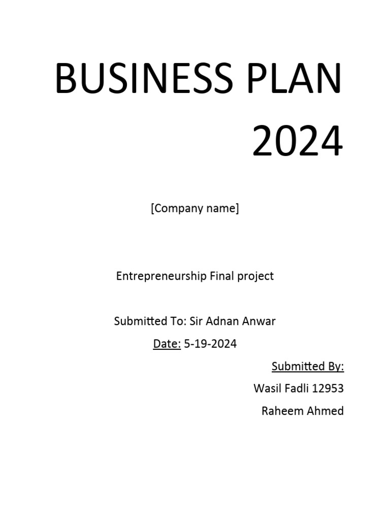 BUSINESS PLAN 2024 Final Report Download Free PDF Marketing
